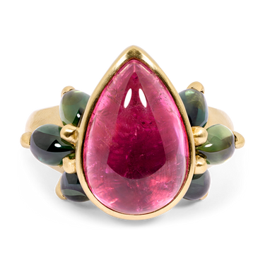 Pink & Green Cetonia Tourmaline Ring - Made to Order